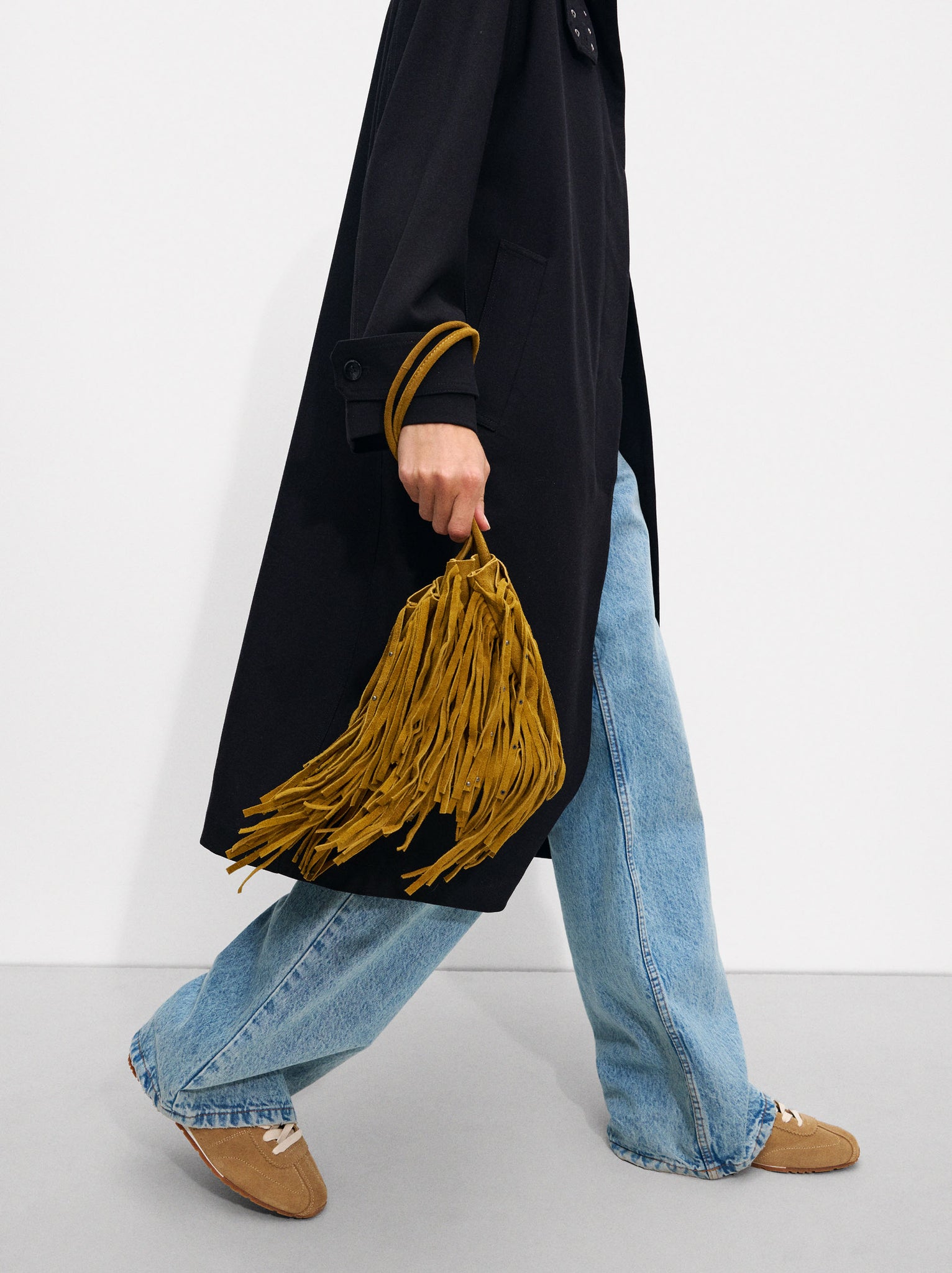 Leather Bucket Bag With Fringes