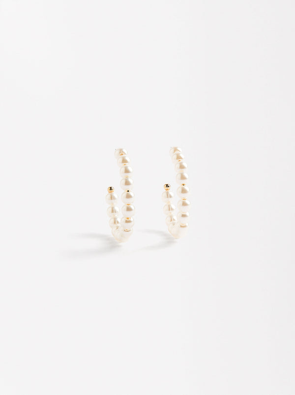 Hoop Earrings With Faux Pearls