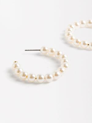 Hoop Earrings With Faux Pearls