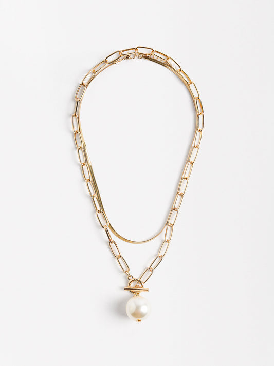 Double Necklace With Pearl