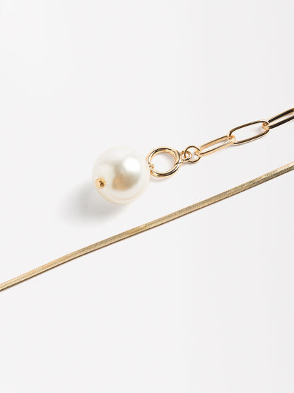 Double Necklace With Pearl
