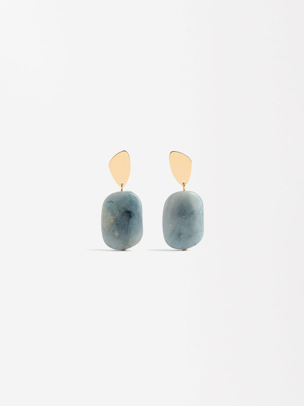 Resin Earrings With Stone Effect