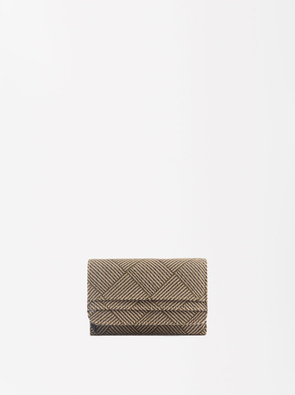 Jacquard Wallet With Flap Closure