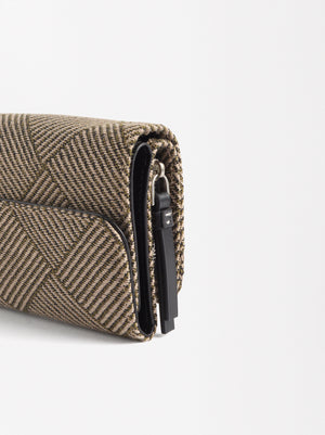 Jacquard Wallet With Flap Closure