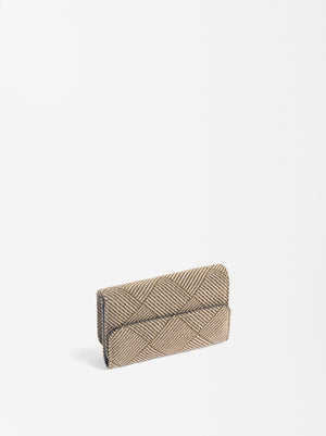 Jacquard Wallet With Flap Closure