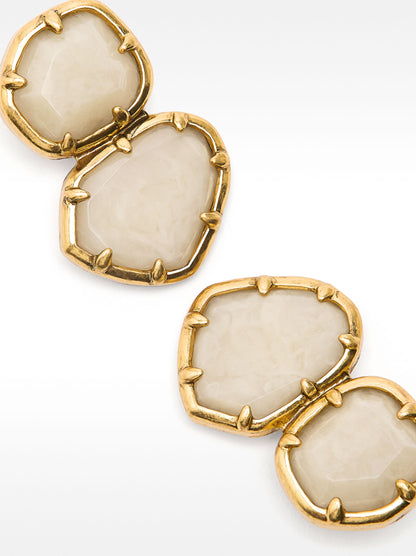 Stone Effect Golden Earrings