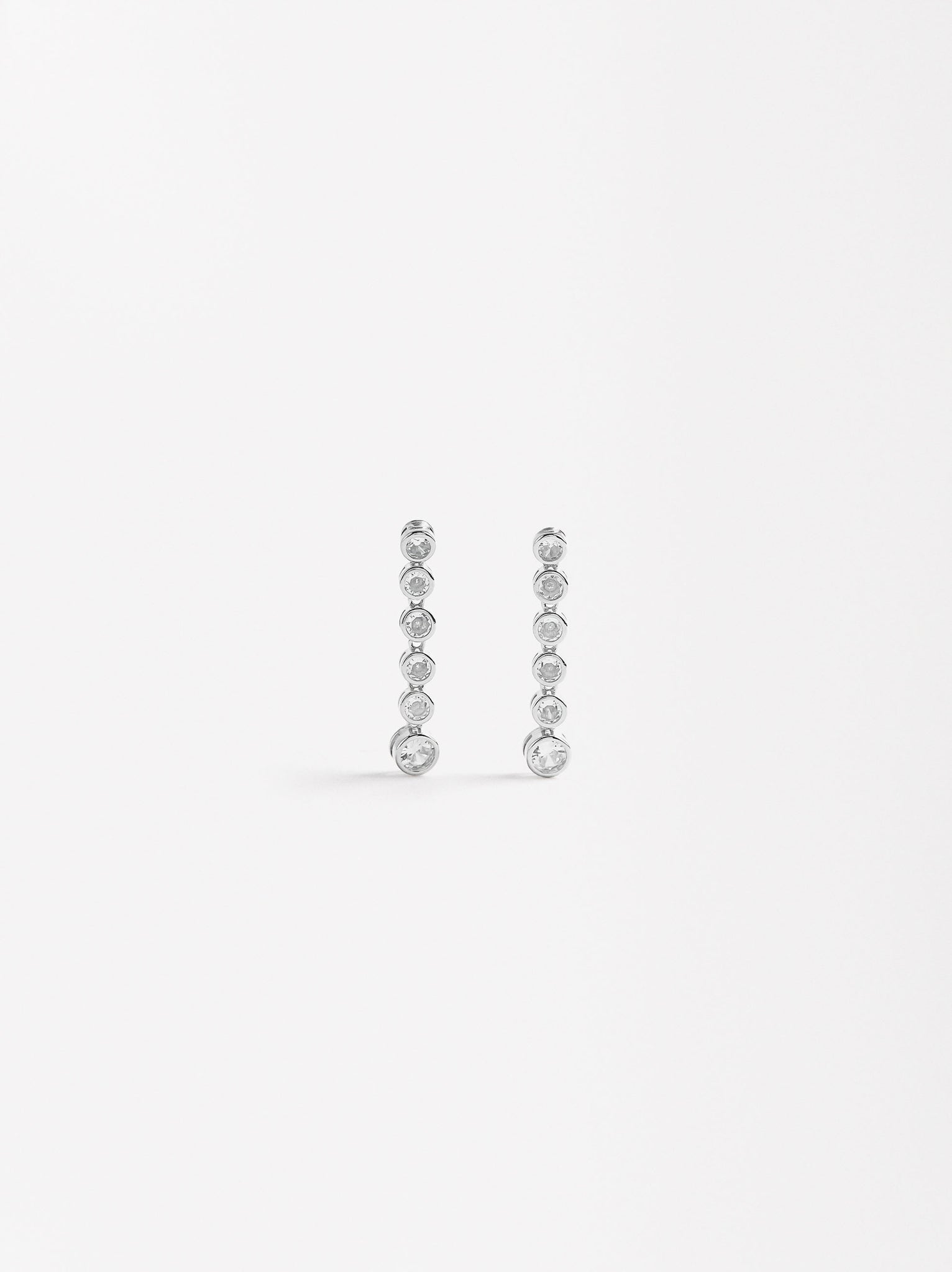 Silver Long Earrings With Zirconias