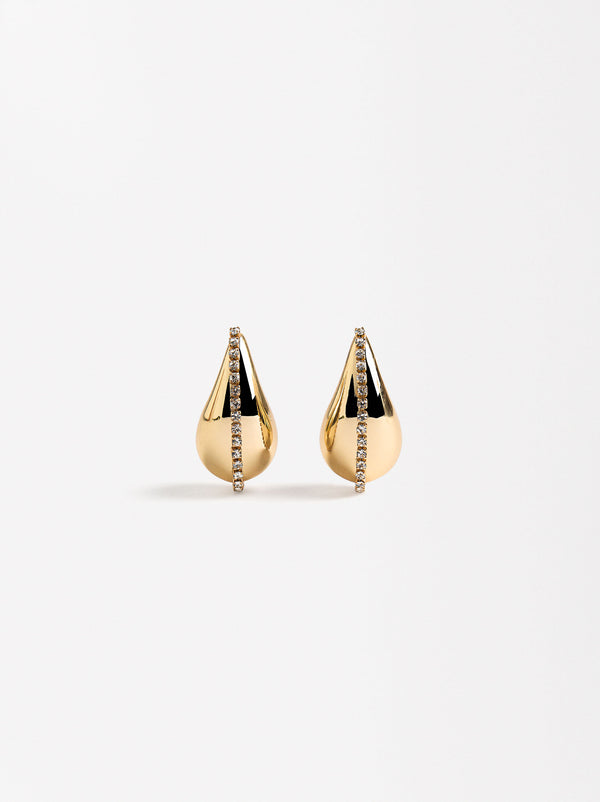 Gold Drop Earrings With Crystals