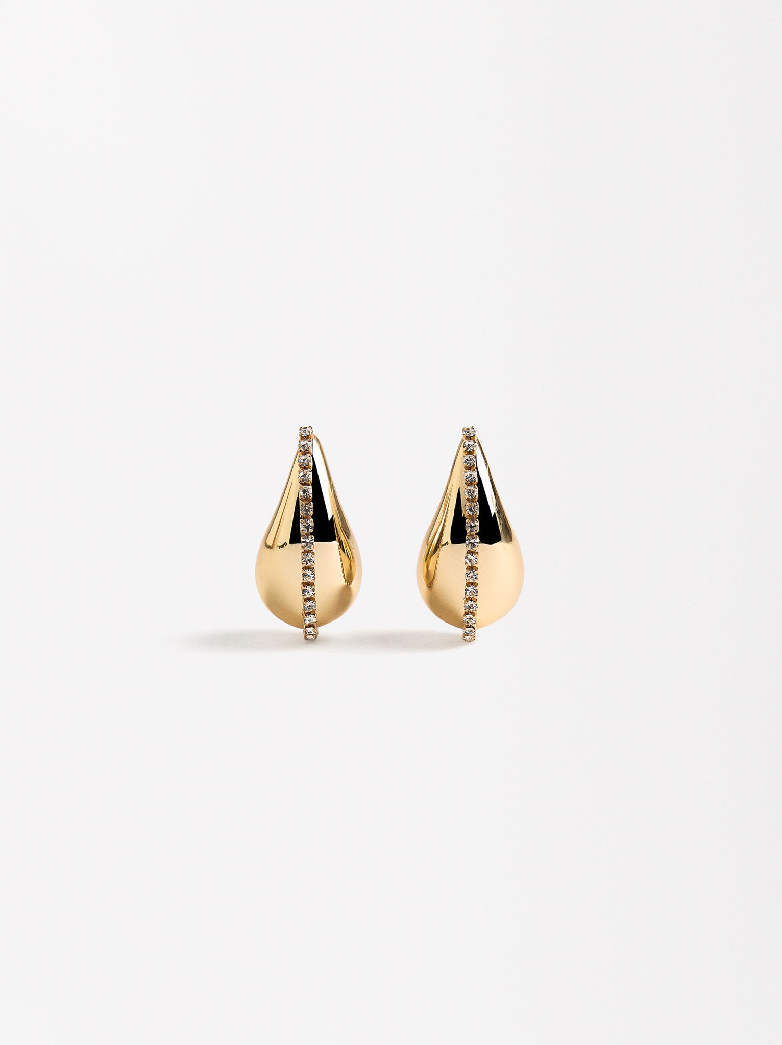 Gold Drop Earrings With Crystals