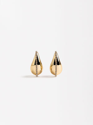 Gold Drop Earrings With Crystals