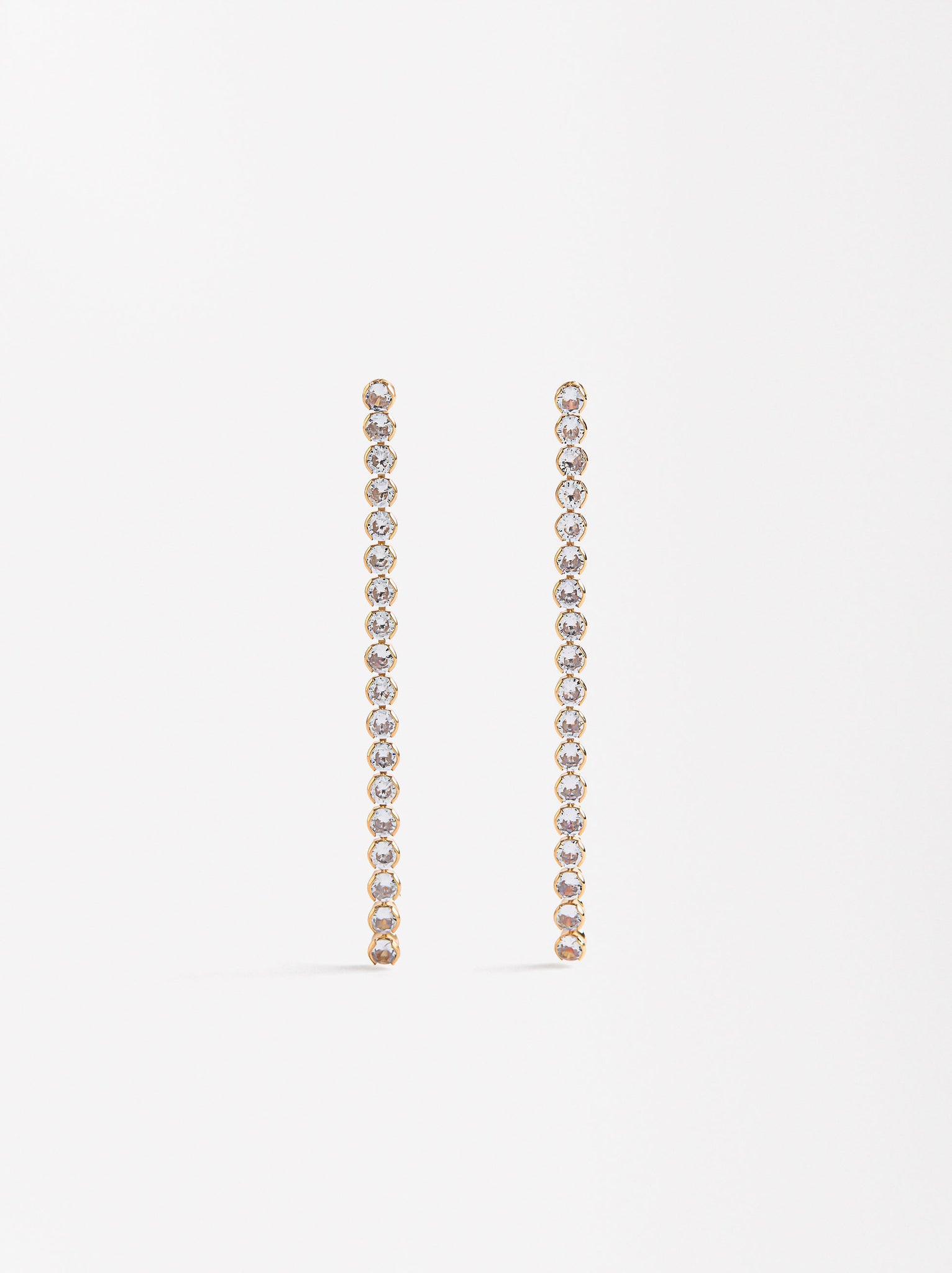 Long Gold Earrings With Zirconias