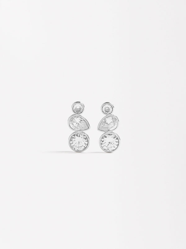 Geometric Earrings With Zirconia