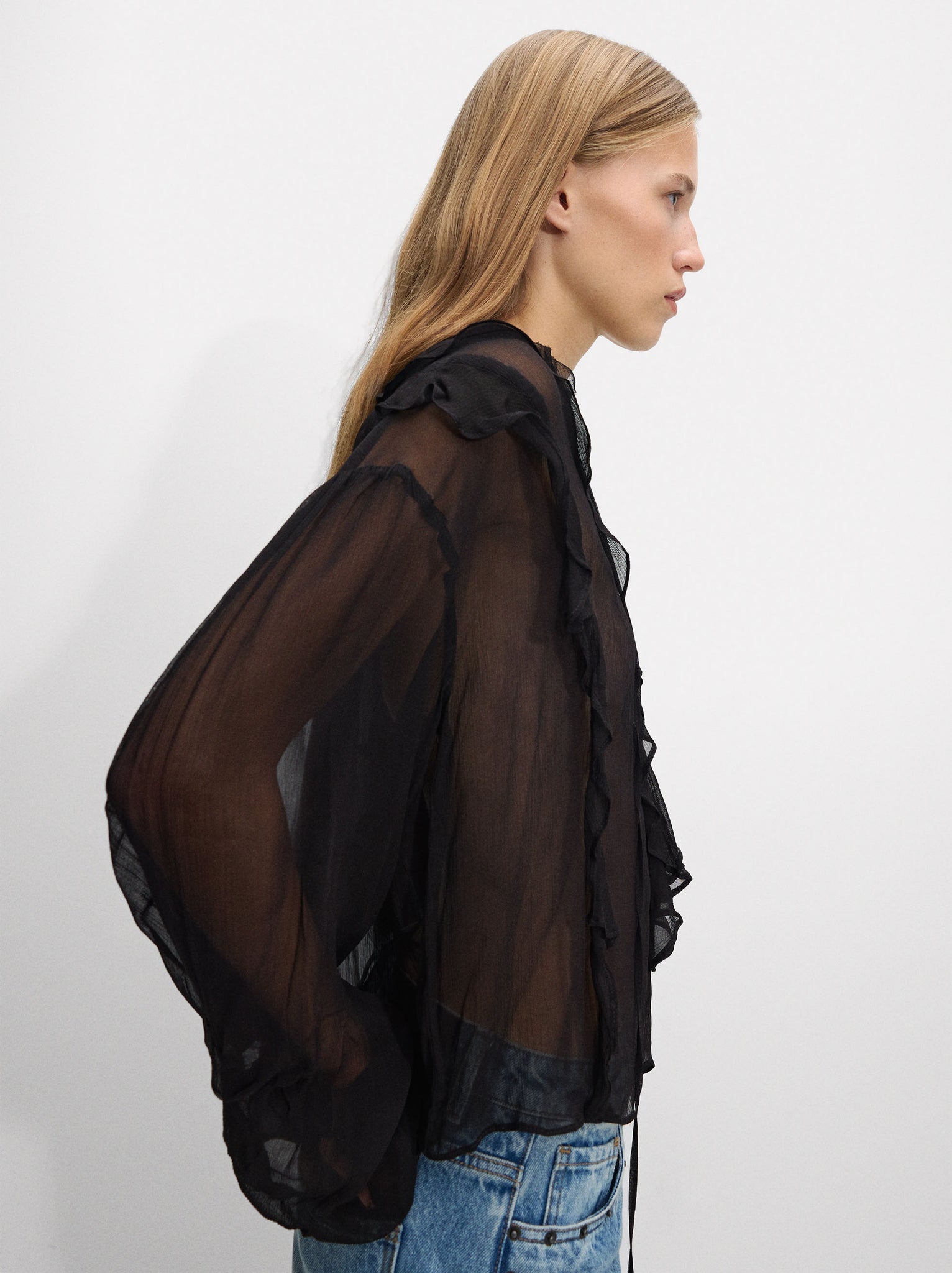 Sheer Ruffled Shirt