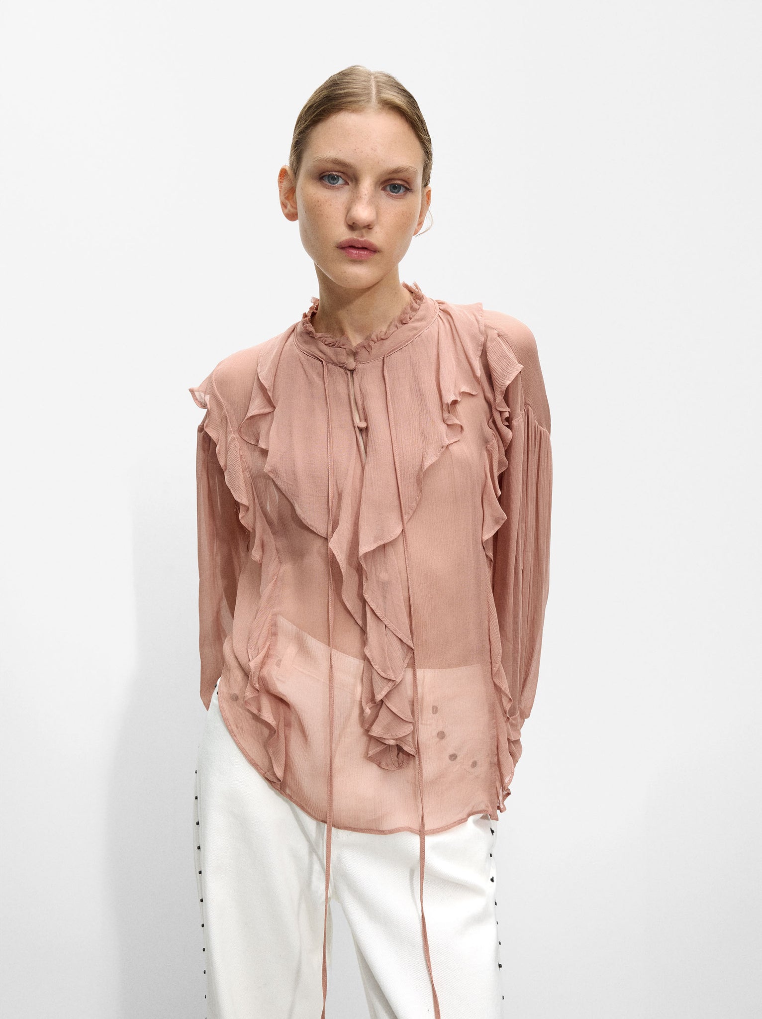 Sheer Ruffled Shirt