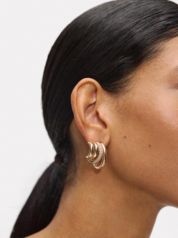 Multi-Hoop Earrings With Zirconias