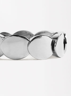 Segmented Elastic Silver Bracelet