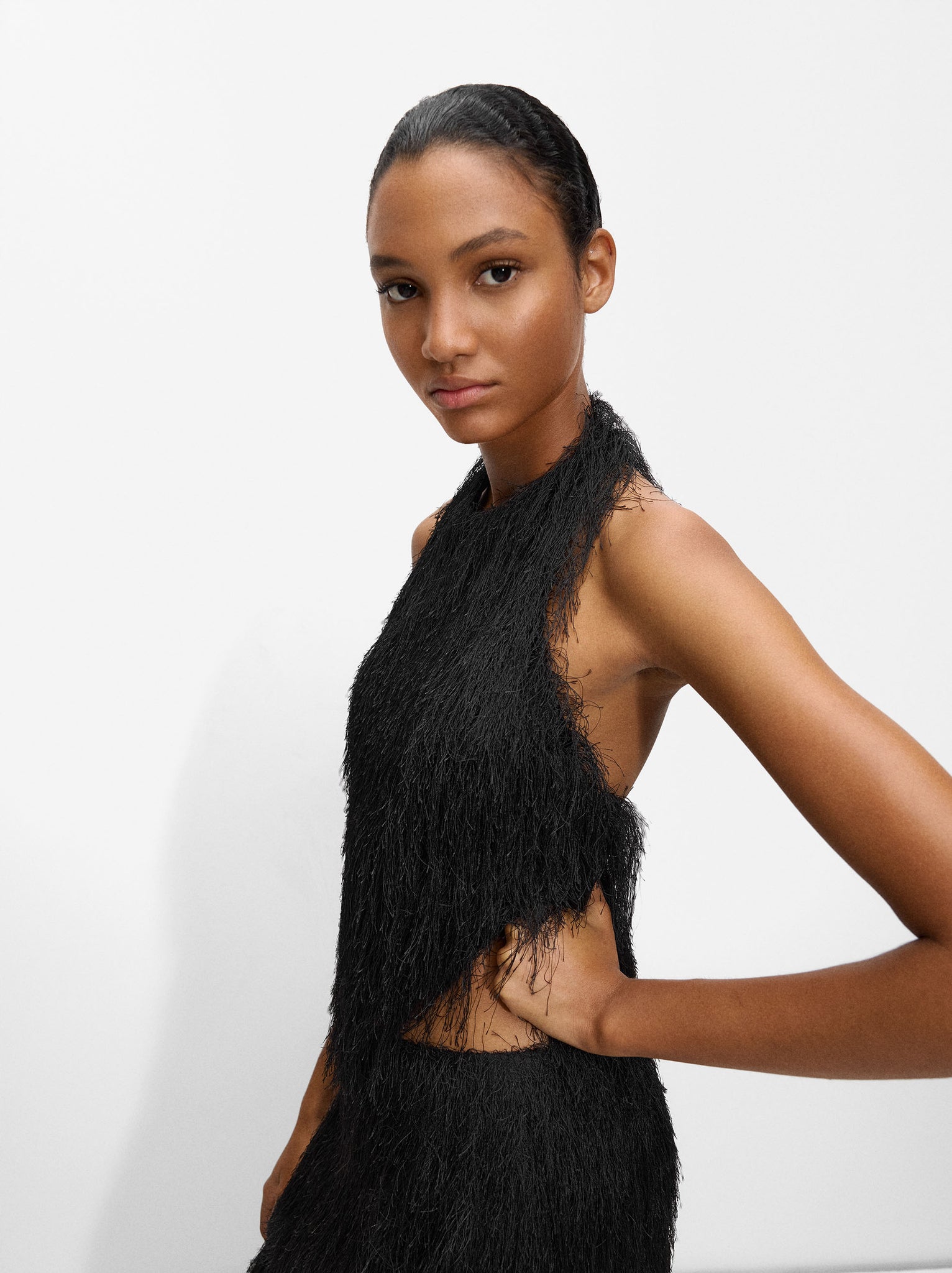 Top Halter Fur Effect