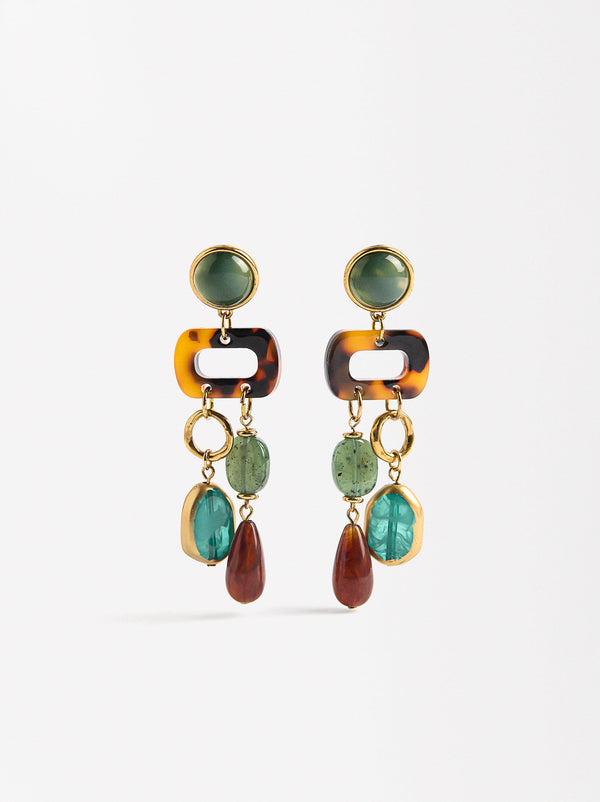 Geometric Earrings With Stone Effect