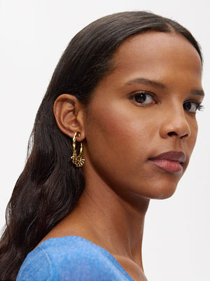 Tear-Shaped Detail Hoops Earrings