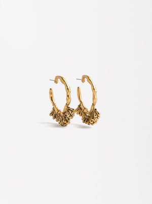 Tear-Shaped Detail Hoops Earrings