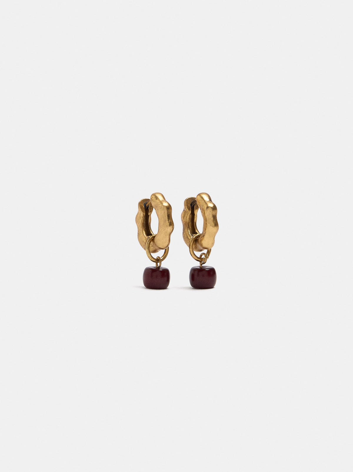 Irregular Hoop Earrings With Stone