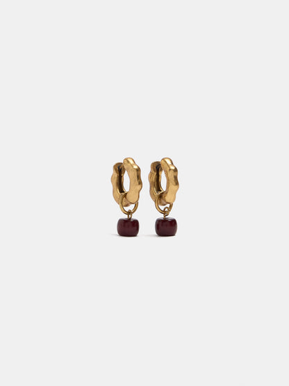 Irregular Hoop Earrings With Stone