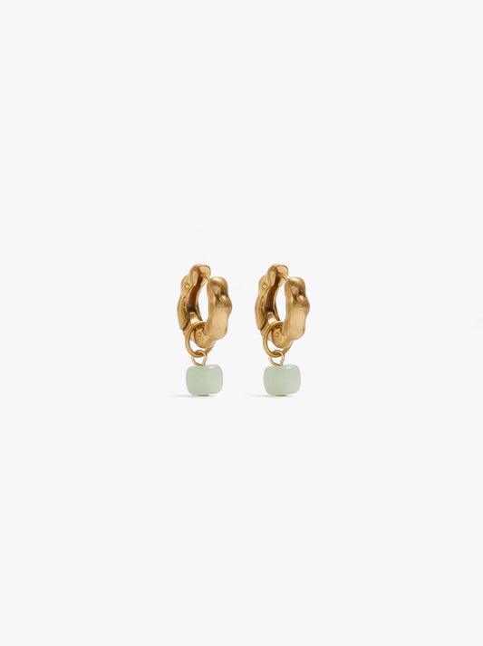 Irregular Hoop Earrings With Stone