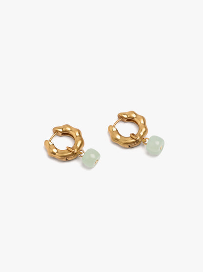 Irregular Hoop Earrings With Stone