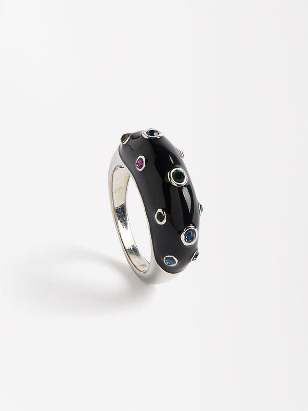 Enamel Ring With Crystals