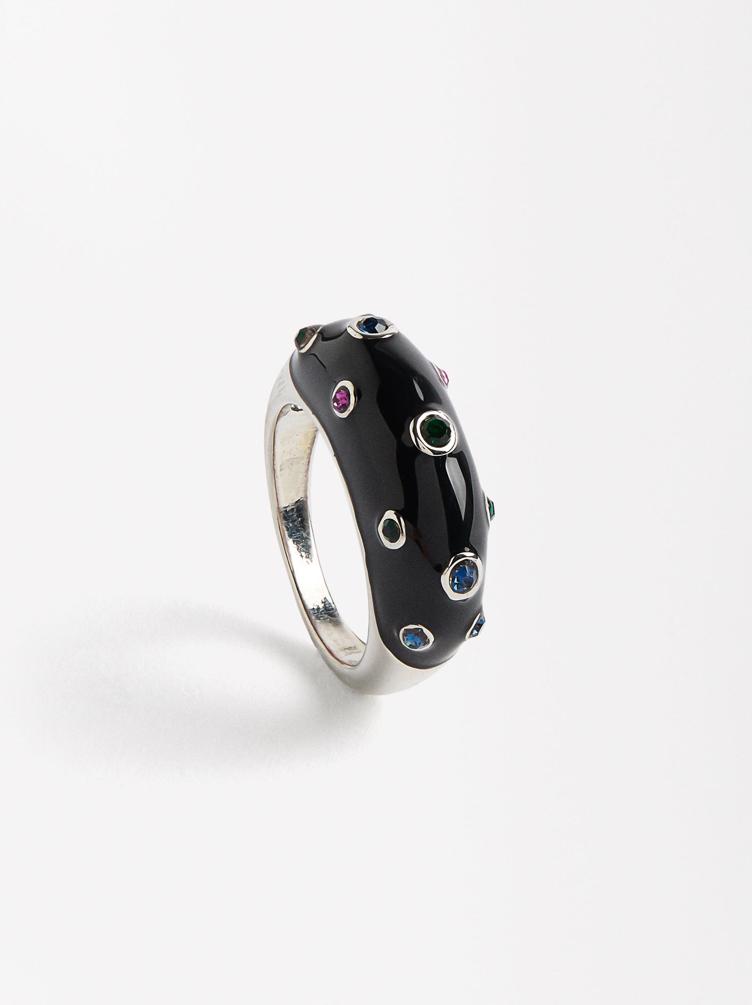 Enamel Ring With Crystals