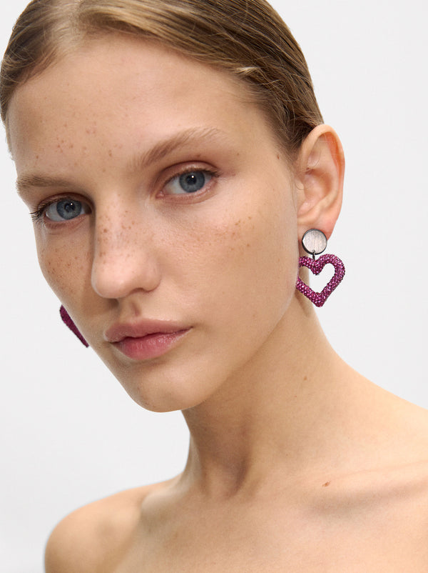 Heart Earrings With Crystals