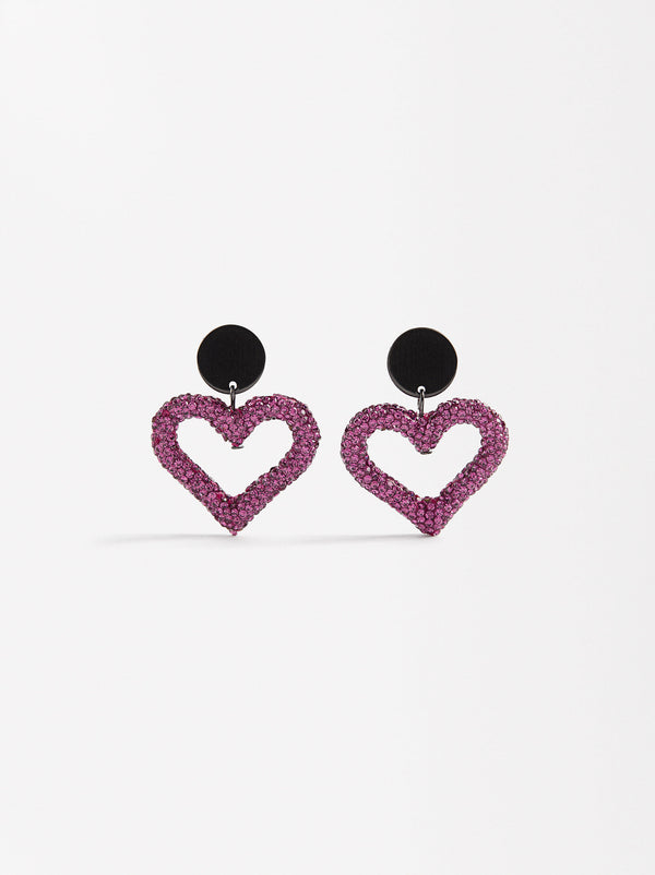 Heart Earrings With Crystals