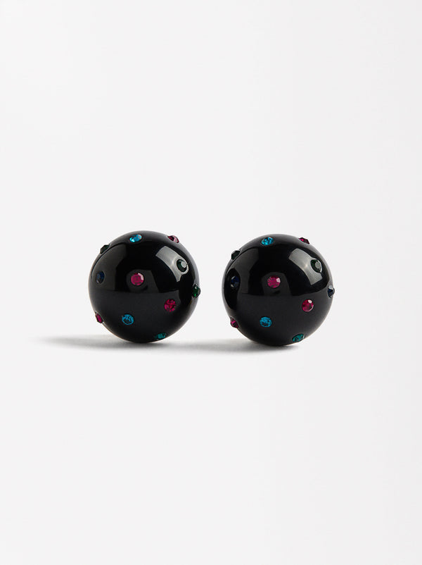 Sphere Earrings With Crystals