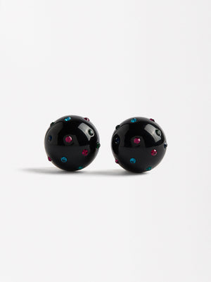 Sphere Earrings With Crystals