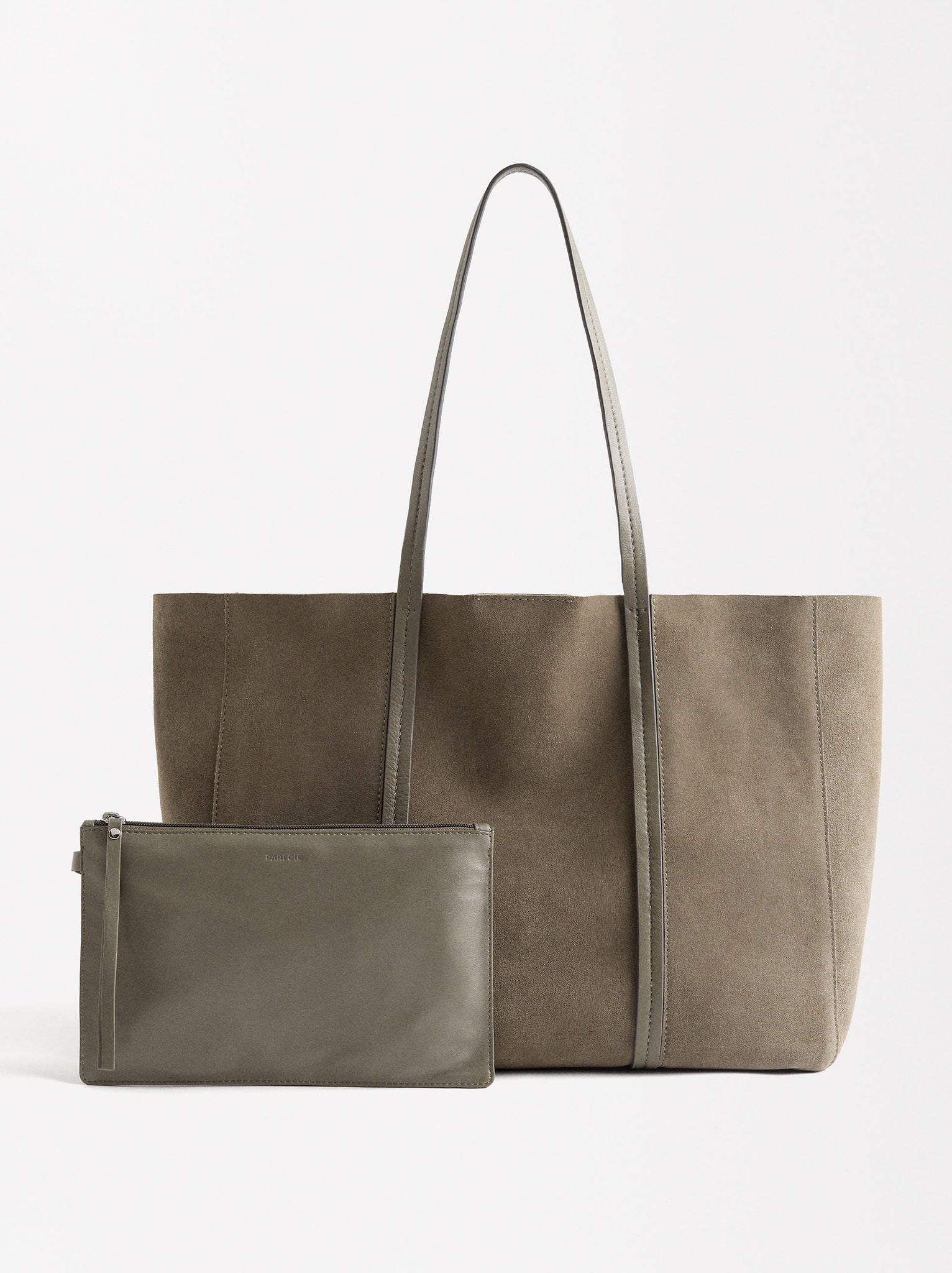 Leather Shopper Bag With Removable Pouch