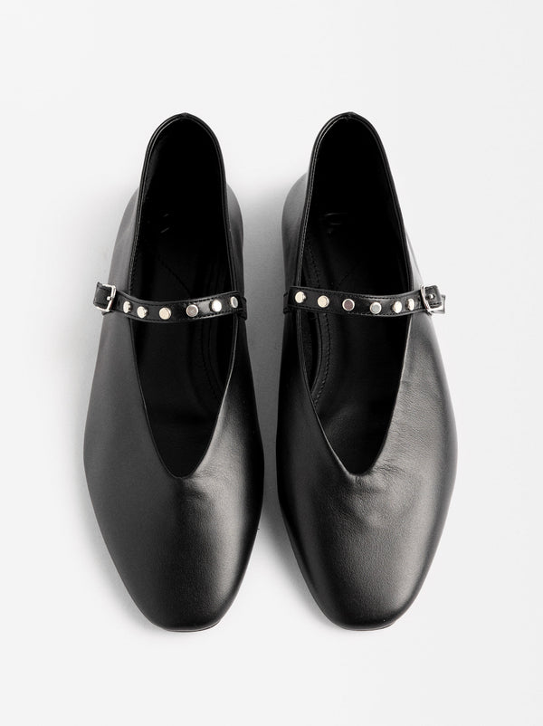 Leather Ballet Flats With Studs