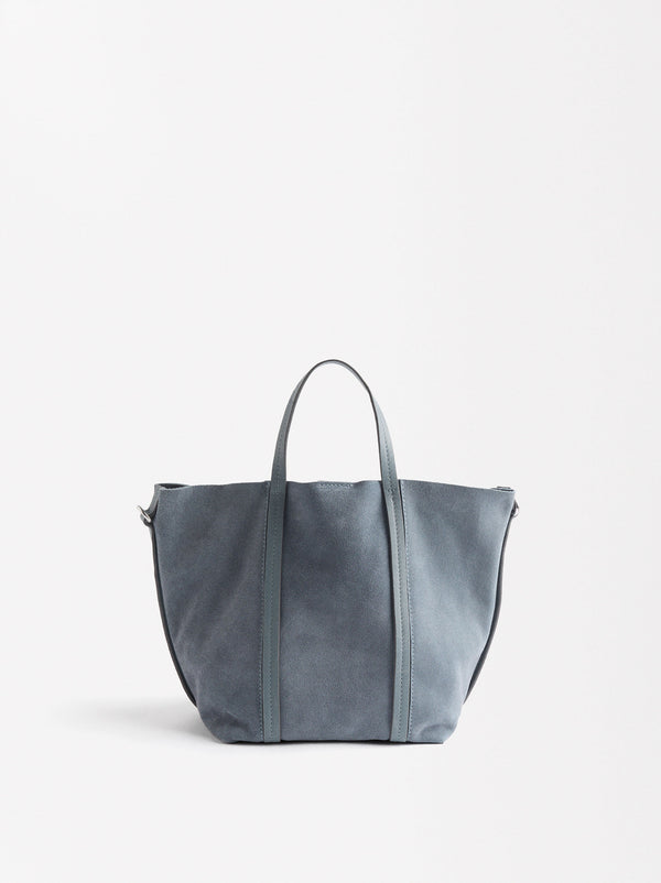 Leather Tote Bag With Removable Pouch