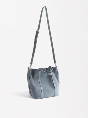 Leather Tote Bag With Removable Pouch