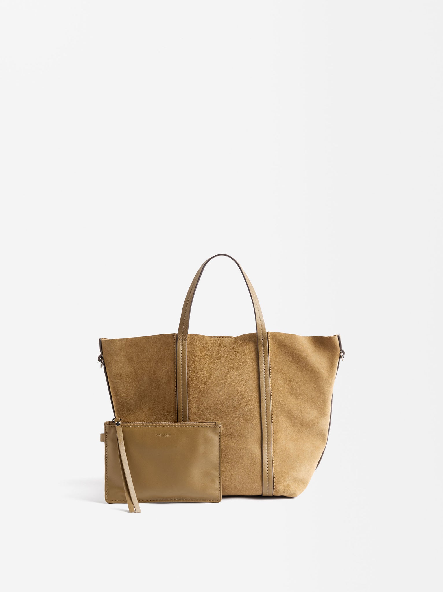 Leather Tote Bag With Removable Pouch