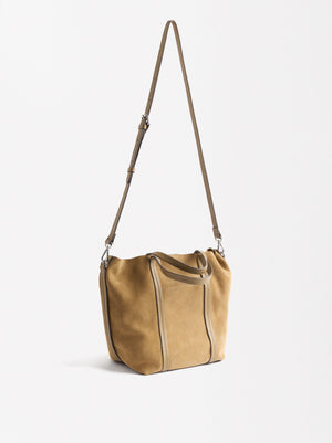 Leather Tote Bag With Removable Pouch