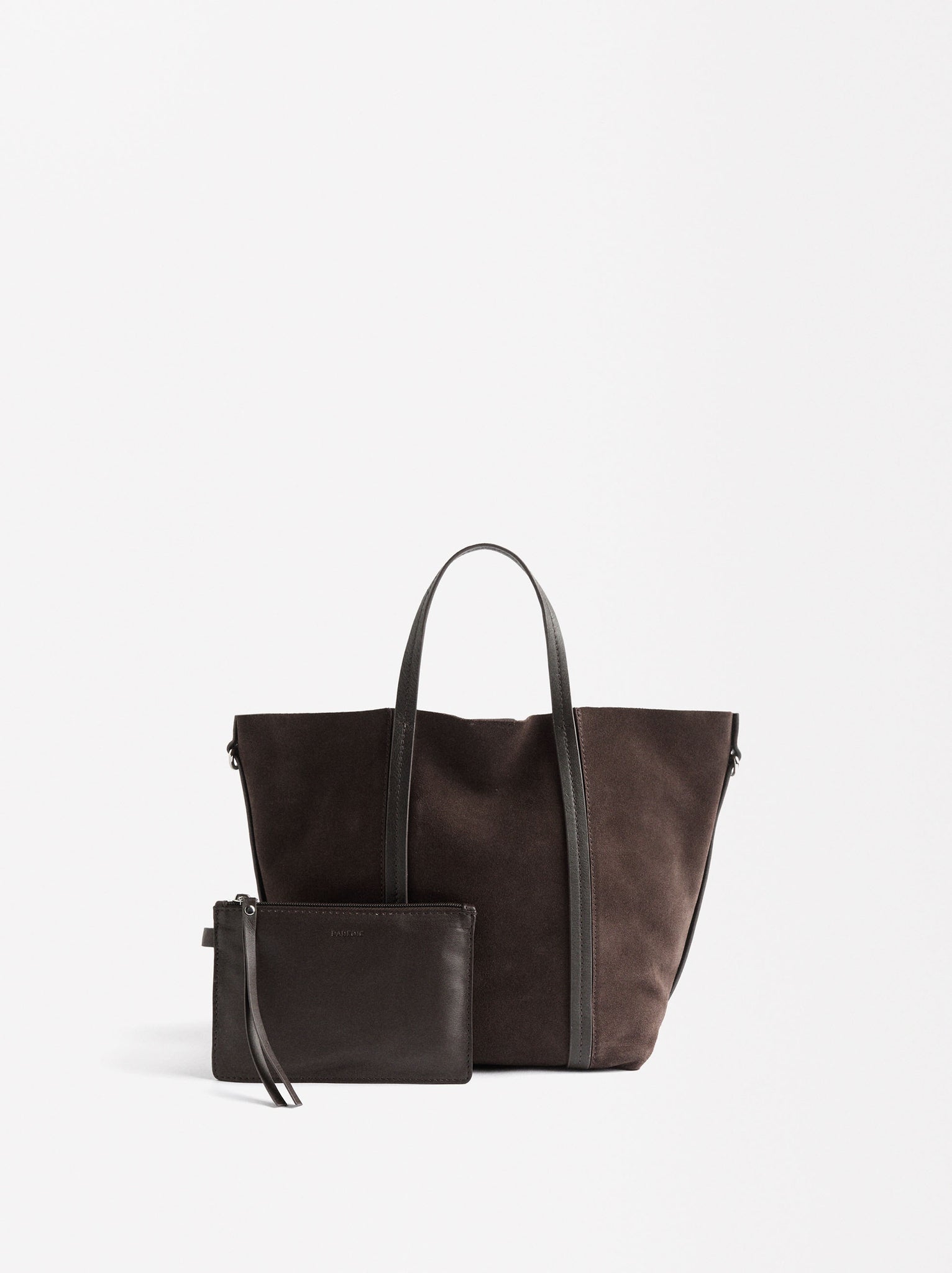 Leather Tote Bag With Removable Pouch