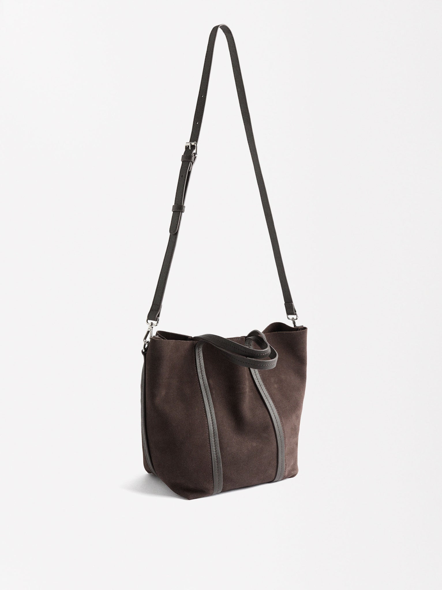 Leather Tote Bag With Removable Pouch