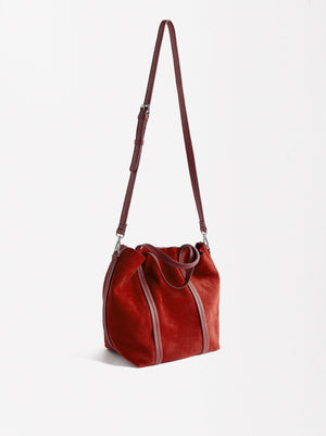 Leather Tote Bag With Removable Pouch