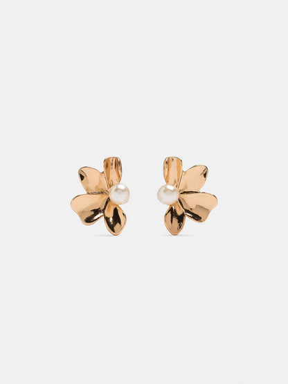 Flower Earrings With Pearl