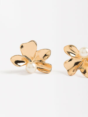 Flower Earrings With Pearl