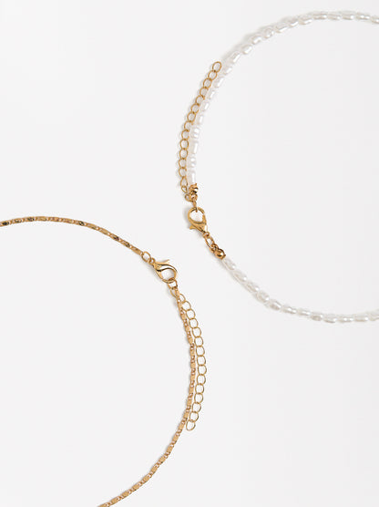 Necklace Set With Pendant And Pearls