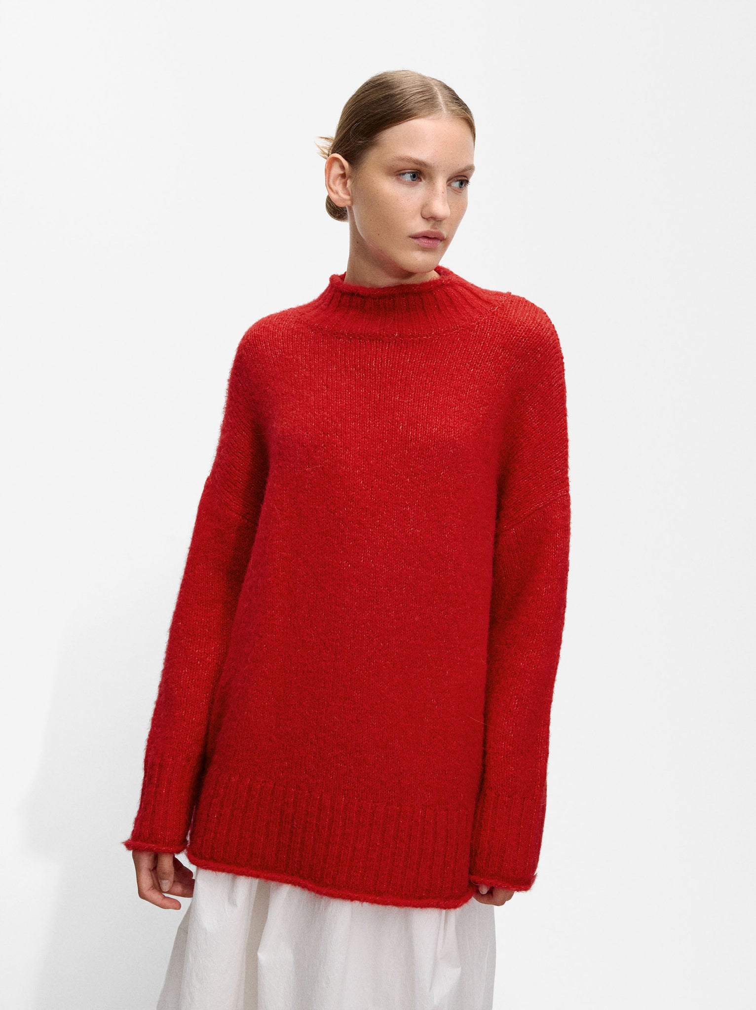 Wool Blend Sweater With Mock Neck