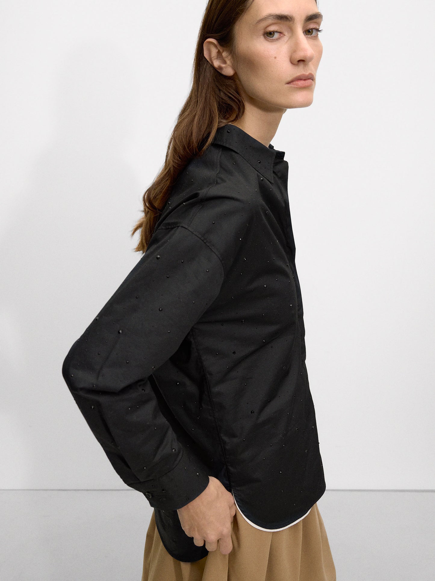 100% Cotton Shirt With Rhinestones