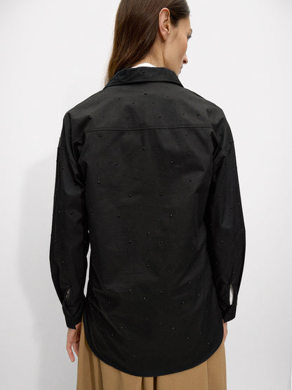 100% Cotton Shirt With Rhinestones