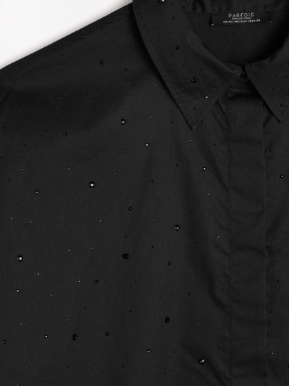 100% Cotton Shirt With Rhinestones